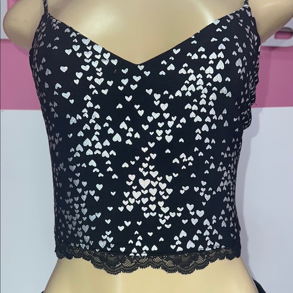 Victoria secret Black and White Heart Pattern Crop Top zs XS - Picture 8 of 10